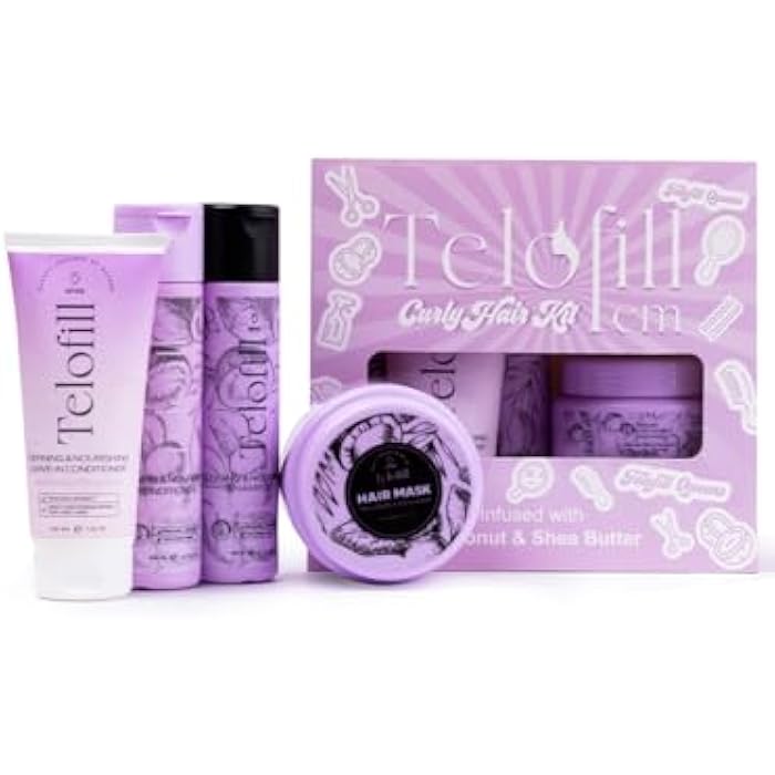 Telofill Curly Hair Kit conditioner: 200 ML, SHAMPOO: 200 ML, LEAVE IN: 200 GM, HAIR MASK: 300 GM